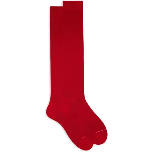 Herren lange gerippte einfarbige Mohn Baumwollsocken , Herren, Größe: XL - Gallo - Modalova