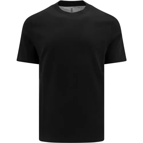 Schwarzes Rundhals-T-Shirt , Herren, Größe: XL - BRUNELLO CUCINELLI - Modalova