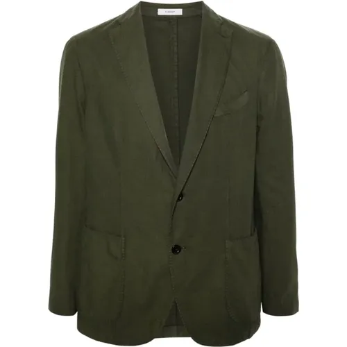 Grüne Baumwoll-Leinen Jacke , Herren, Größe: 3XL - Boglioli - Modalova