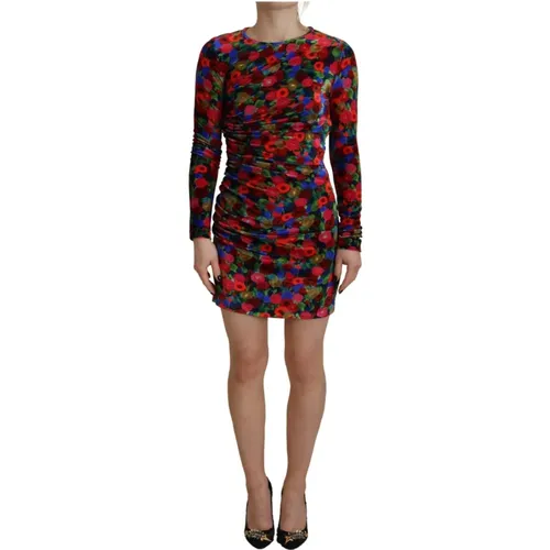 Blumige Geraffte Mini Kleid Print - Dsquared2 - Modalova