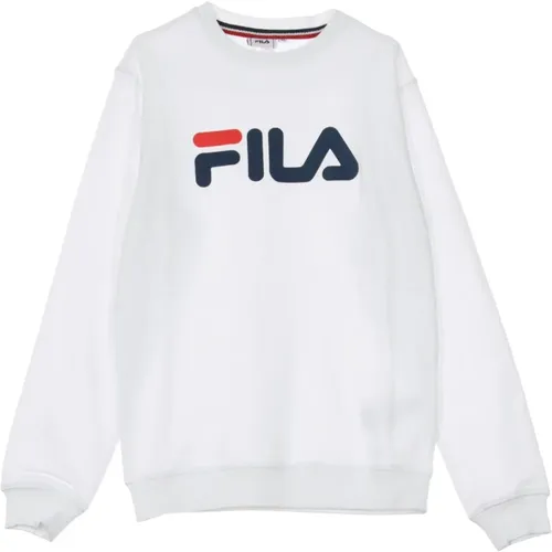 Weißer Crewneck Sweatshirt Langarm , Herren, Größe: L - Fila - Modalova