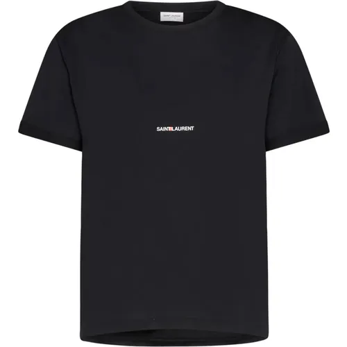 Schwarze T-Shirts und Polos mit Logo , Damen, Größe: XS - Saint Laurent - Modalova