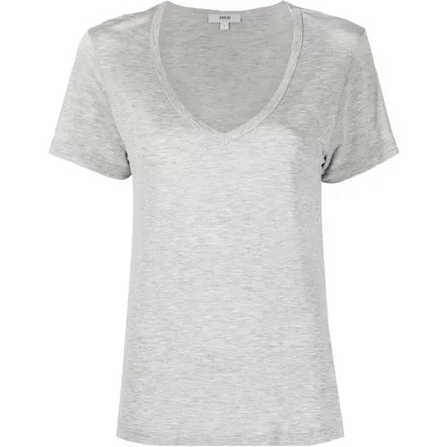 Graues V-Ausschnitt T-Shirt , Damen, Größe: S - Agolde - Modalova