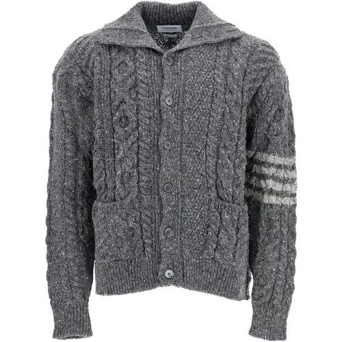 Mohair Zopfmuster Strickjacke - Thom Browne - Modalova