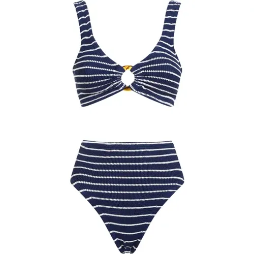Navy and White Bikini Swimwear , female, Sizes: ONE SIZE - Hunza G - Modalova