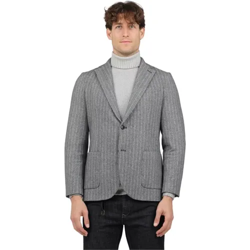 Striped Fabric Single-Breasted Jacket , male, Sizes: L, M, XL, S - Circolo 1901 - Modalova