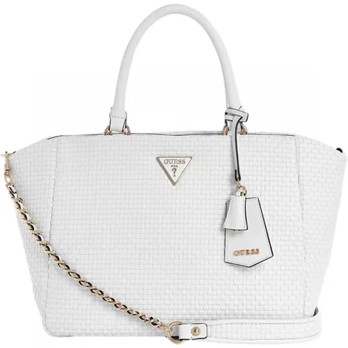 Weiße Geflochtene PU-Lederhandtasche - Etel , Damen, Größe: ONE Size - Guess - Modalova