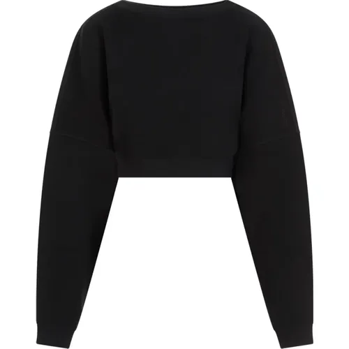 Schwarzer Baumwoll-Sweatshirt mit Cut-Out-Detail , Damen, Größe: M - Saint Laurent - Modalova
