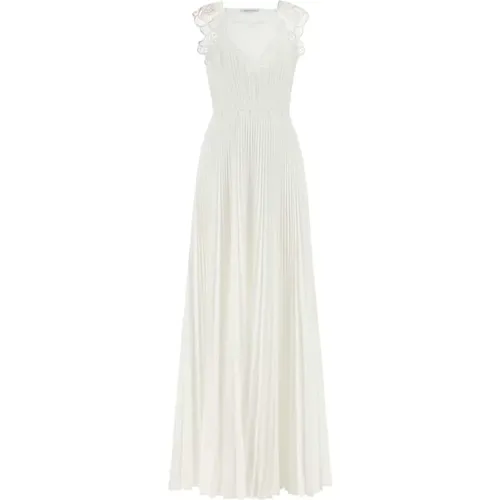 Weiße Baumwollmischung langes Kleid - alberta ferretti - Modalova