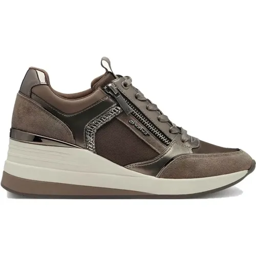 Niedrige Taupe Sneakers für Frauen , Damen, Größe: 41 EU - tamaris - Modalova