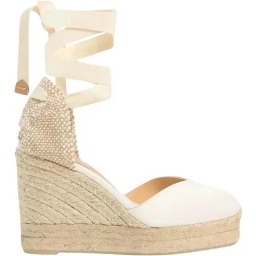 Weiße Espadrilles mit 11cm Keilabsatz - Castañer - Modalova