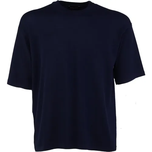 Italian Cotton Boxy T-shirt , male, Sizes: L, M, S, XS - Roberto Collina - Modalova