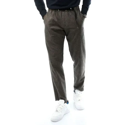 Chino Pantalone Greg Grigio Melange , male, Sizes: M - White Sand - Modalova