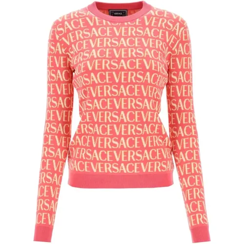 Allover Jacquard Crew Neck Sweater , Damen, Größe: XS - Versace - Modalova