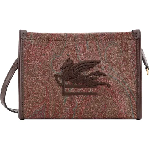 Embroidered Logo Canvas Pouch with Paisley , female, Sizes: ONE SIZE - ETRO - Modalova