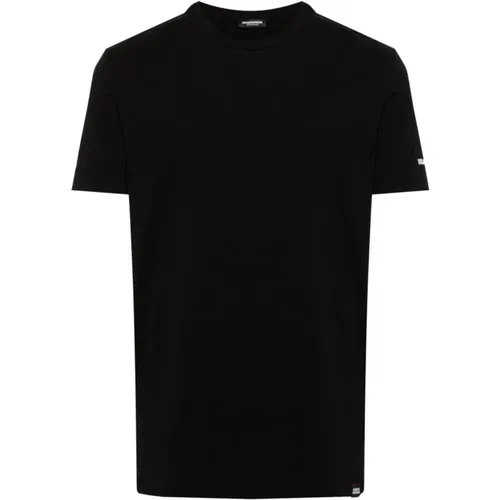 Schwarzes T-Shirt mit Weißem Logo Ärmel , Herren, Größe: XS - Dsquared2 - Modalova