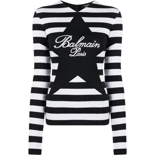 Striped T-Shirt , female, Sizes: XS - Balmain - Modalova
