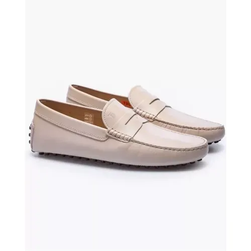 Leder-Mokins mit Noppensohle - Weiß, Größe 8 , Herren, Größe: 41 1/2 EU - TOD'S - Modalova