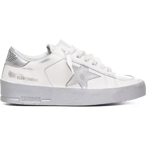 Leather Sneakers with Metallic Star , female, Sizes: 2 UK - Golden Goose - Modalova