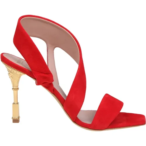 Suede Square Toe Sandals , female, Sizes: 4 1/2 UK - Balmain - Modalova