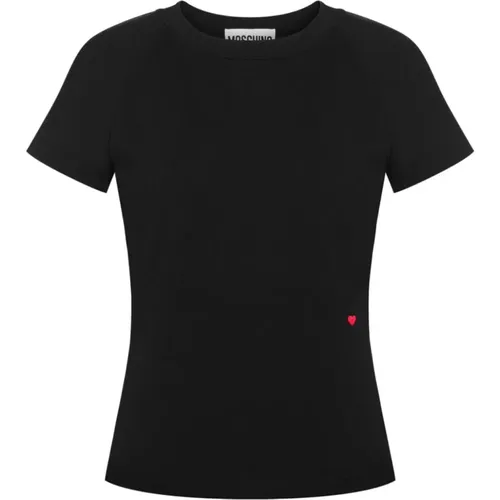 Herzmotiv Crew Neck Top , Damen, Größe: M - Moschino - Modalova