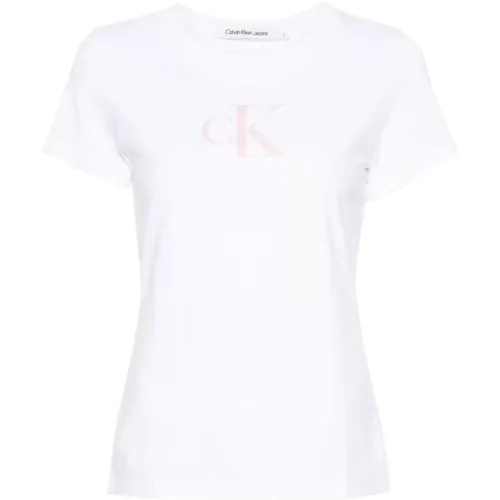 Weiße T-Shirts und Polos , Damen, Größe: L - Calvin Klein Jeans - Modalova