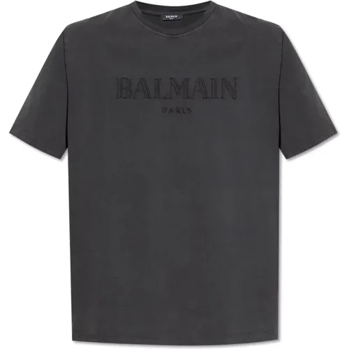 T-Shirt mit gesticktem Logo , Herren, Größe: 3XL - Balmain - Modalova