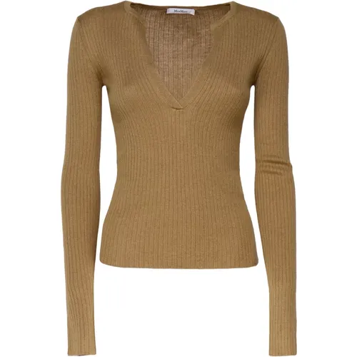 Kamel Seide Kaschmir Pullover , Damen, Größe: L - Max Mara - Modalova