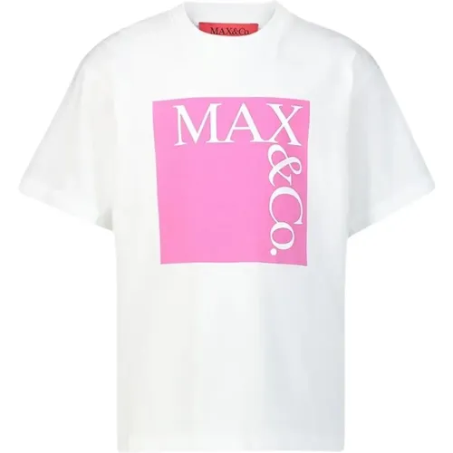 Baumwoll Rundhals T-Shirt mit Frontdruck - Max & Co - Modalova