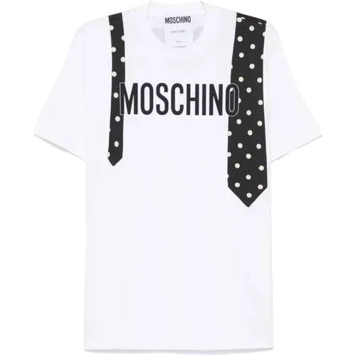 T-Shirt mit Grafikdruck und Rundhalsausschnitt , Herren, Größe: L - Moschino - Modalova