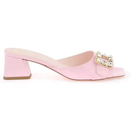 Strass Buckle Patent Leather Mules , female, Sizes: 3 UK, 4 UK, 6 UK - Roger Vivier - Modalova