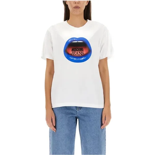 Print T-Shirt mit Halskette - Moschino - Modalova