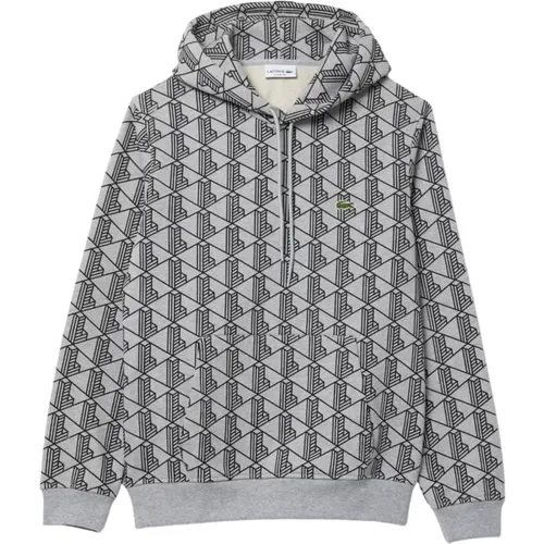 Monogramm Hoodie Grauer Pullover , Herren, Größe: XL - Lacoste - Modalova