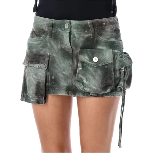 Camouflage Denim Mini Skirt , female, Sizes: W27, W26 - The Attico - Modalova