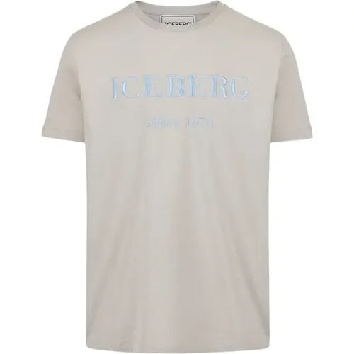 Logo T-Shirt aus grauem Baumwolljersey , Herren, Größe: XL - Iceberg - Modalova