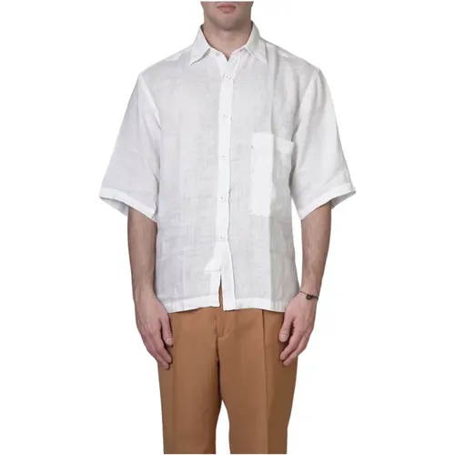 Leinen Kurzarmhemd , Herren, Größe: XL - Costumein - Modalova