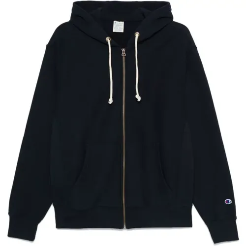 Navy Blauer Kapuzenpullover mit Reißverschluss , Herren, Größe: XL - Champion - Modalova