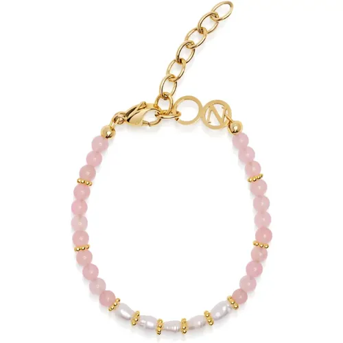 Women's Beaded Bracelet with Opal and Mini Pearls , Damen, Größe: M - Nialaya - Modalova