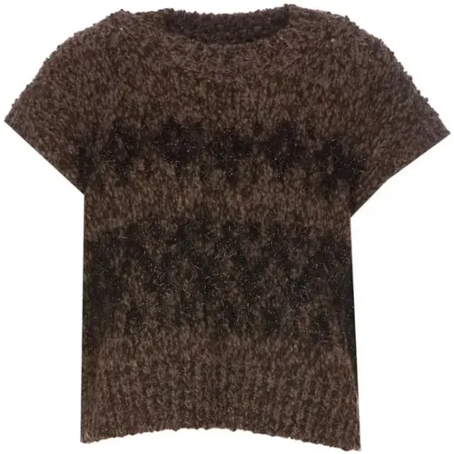 Premium Wool Blend Short Sleeve Sweatshirt , female, Sizes: M - Roberto Collina - Modalova
