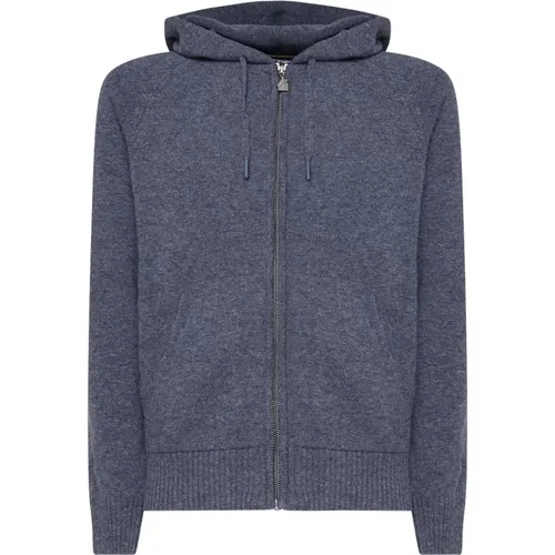 Blauer Fusion Wollkapuzenreißverschluss Pullover , Herren, Größe: XL - K-way - Modalova