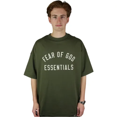 Militärgrünes Crewneck Tee , Herren, Größe: M - Fear Of God - Modalova