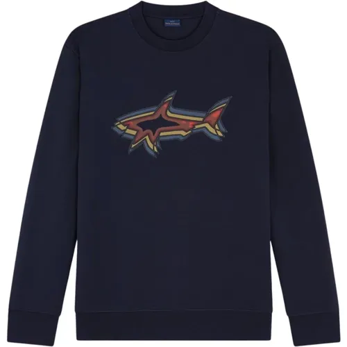 Navy Baumwollmischung Regular Fit Sweatshirt , Herren, Größe: 2XL - PAUL & SHARK - Modalova