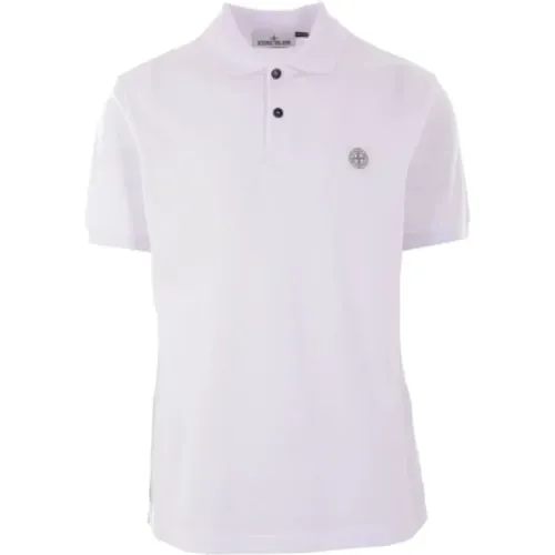 Weißes Polo-T-Shirt mit Logo-Patch , Herren, Größe: M - Stone Island - Modalova