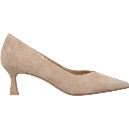 Pointed Toe Mid-Heeled Leather Shoe , female, Sizes: 3 UK, 5 UK, 4 UK - Alma en Pena - Modalova