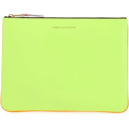 Fluo Leather Pouch with Gold Zip , female, Sizes: ONE SIZE - Comme des Garçons - Modalova