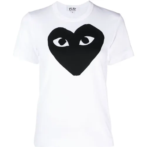 Heart Logo Cotton T-shirt , female, Sizes: S - Comme des Garçons Play - Modalova