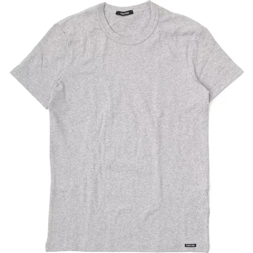 Graues Logo Patch T-Shirt für Männer - Tom Ford - Modalova