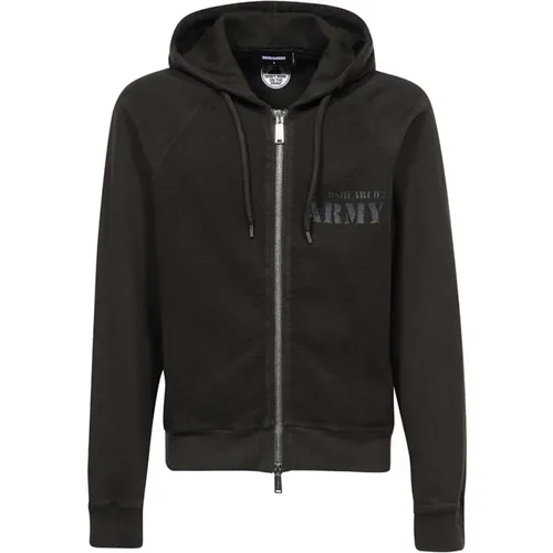 Baumwoll Full Zip Hoodie mit Logo , Herren, Größe: 2XL - Dsquared2 - Modalova