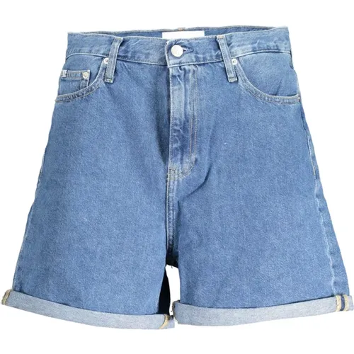 Blaue Denim-Shorts mit Wascheffekt , Damen, Größe: W25 - Calvin Klein - Modalova