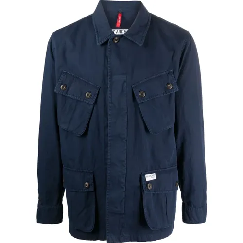 Navy Cargo Pocket Jacket , male, Sizes: M, L, S - Fay - Modalova